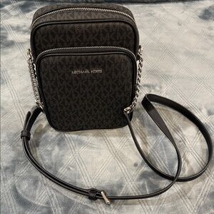 Michael Kors Black and Silver Logo Crossbody